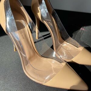 Gianvito Rossi Beige and Transparent Heels